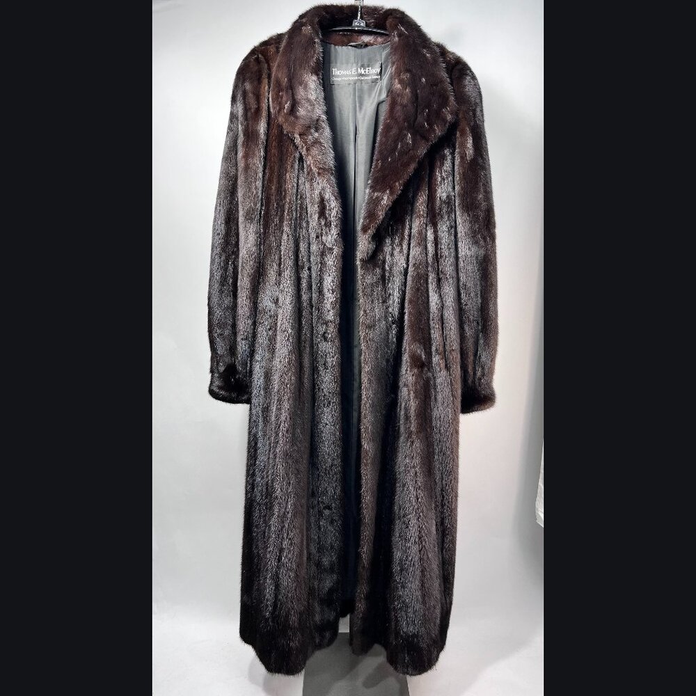 THOMAS E. McELROY Full Length Dark Brown Mink Coat‎ USA-Chicago Vintage